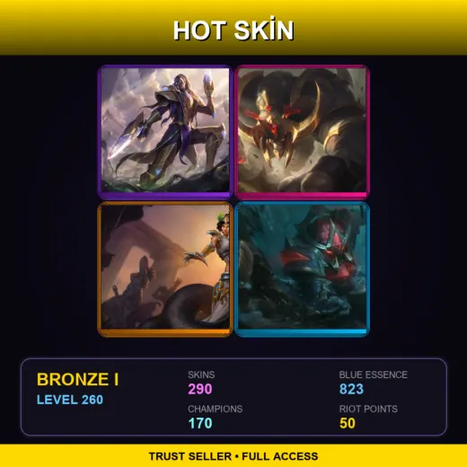 TW | Victorious Lucian | Conqueror Alistar | Mythic Cassiopeia | Conqueror Nautilus | 290 Skin | 170 Champ | Bronze I | Lv260