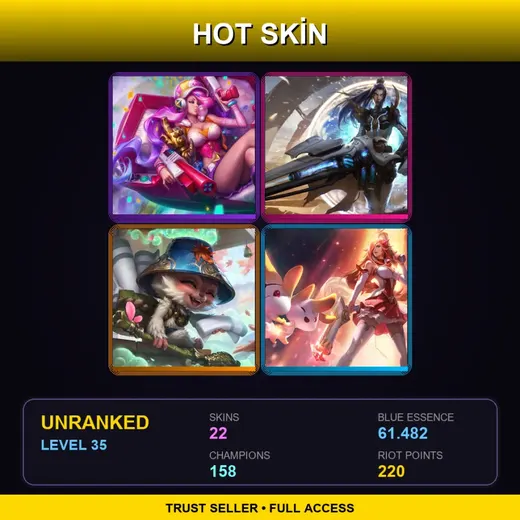 VN | Spirit Blossom Springs Teemo | Star Guardian Miss Fortune | Spirit Blossom Kindred | Arcade Miss Fortune | 22 Skin | 158 Champ | Lv35
