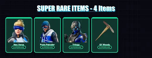 [PS4/PS5/XBOX/PC] | Neo Versa | Point Patroller | Trilogy | Carina | Vanguard Slone | 86 skin | 113 pickaxe | 69 emote | 61 glider | Lv1057
