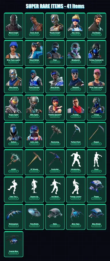 [PS4/PS5/XBOX/PC] | Black Knight | Travis Scott | Royale Knight | Neo Versa | The Reaper | 422 skin | 426 pickaxe | 321 emote | 307 glider | Lv5283