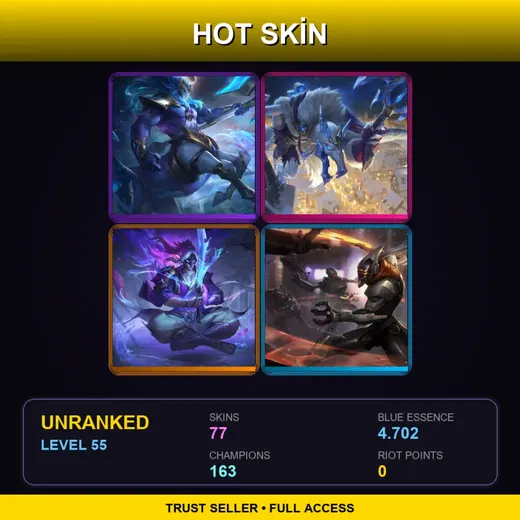 VN | Spirit Blossom Master Yi | Cosmic Charger Hecarim | PROJECT: Yi | PROJECT: Warwick | 77 Skin | 163 Champ | Lv55