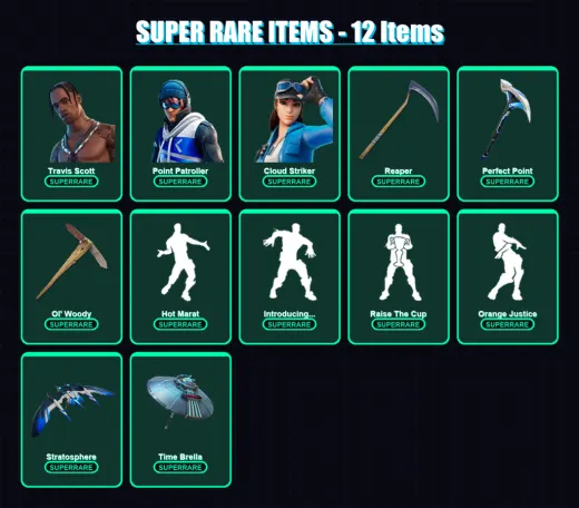 [PS4/PS5/XBOX/PC] | Travis Scott | Point Patroller | Cloud Striker | Valeria | Hybrid | 205 skin | 200 pickaxe | 175 emote | 165 glider | Lv2496