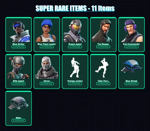 [PC/XBOX/PSN] | Blue Striker | Blue Team Leader | Rogue Agent | The Reaper | Sub Commander | 44 skin | 17 pickaxe | 34 emote | 24 glider | Lv410