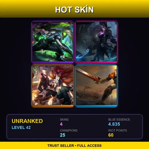 LAS | PROJECT: Ekko | Dark Waters Diana | Academy Darius | Sanguine Garen | 4 Skin | 25 Champ | Lv42
