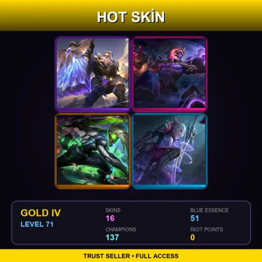 TR | Victorious Braum | Dark Star Sylas | PROJECT: Ekko | Battle Queen Diana | 16 Skin | 137 Champ | Gold IV | Lv71
