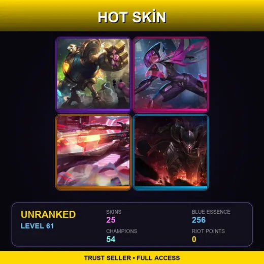 EUNE | Victorious Blitzcrank | PROJECT: Irelia | PROJECT: Lucian | Dragonslayer Pantheon | 25 Skin | 54 Champ | Lv61