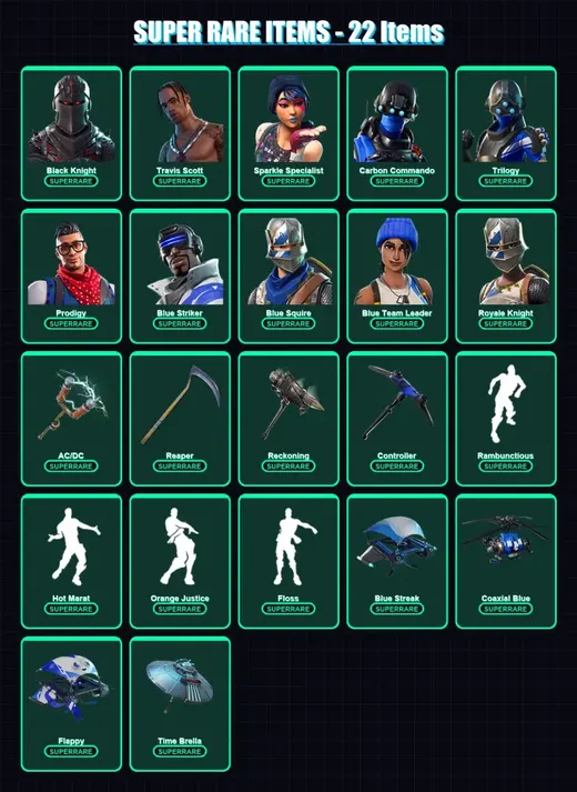[PC/XBOX] | Black Knight | Travis Scott | Sparkle Specialist | Carbon Commando | Trilogy | 125 skin | 125 pickaxe | 143 emote | 124 glider | Lv2204