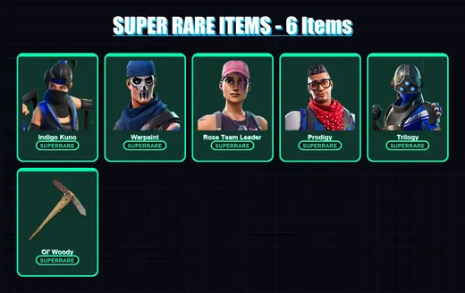 [PC/XBOX/PSN] | Indigo Kuno | Warpaint | Rose Team Leader | Prodigy | Trilogy | 117 skin | 147 pickaxe | 118 emote | 134 glider | Lv1735