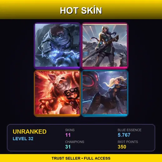RU | Northern Storm Volibear | Arctic Warfare Caitlyn | Panda Annie | Riot Kayle | 11 Skin | 31 Champ | Lv32