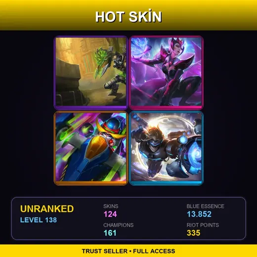 OCE | Hextech Singed | Challenger Ahri | High Noon Katarina | Spirit Blossom Yasuo | 124 Skin | 161 Champ | Lv138