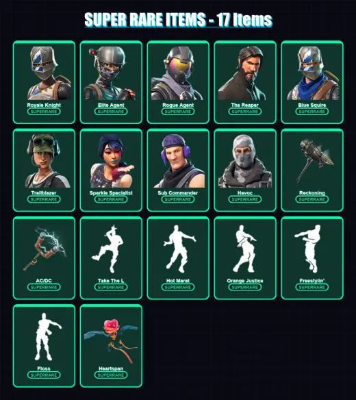 [PC/XBOX/PSN] | Royale Knight | Elite Agent | Rogue Agent | The Reaper | Blue Squire | 52 skin | 29 pickaxe | 46 emote | 37 glider | Lv572