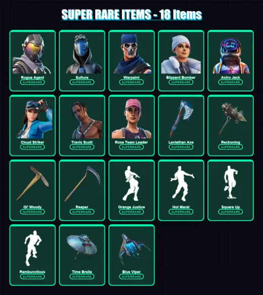 [PS4/PS5/PC] | Rogue Agent | Sultura | Warpaint | Blizzard Bomber | Astro Jack | 329 skin | 299 pickaxe | 265 emote | 231 glider | Lv3396