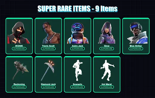 [PC/XBOX/PSN] | IKONIK | Travis Scott | Astro Jack | Glow | Blue Striker | 80 skin | 76 pickaxe | 88 emote | 72 glider | Lv966