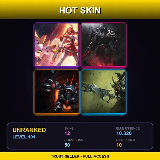 LAN | Star Guardian Miss Fortune | Blood Moon Aatrox | Chrome Rammus | Darkforge Jarvan IV | 12 Skin | 50 Champ | Lv191