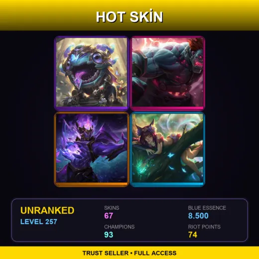 LAN | Victorious Kog'Maw | Hextech Sion | Dark Star Jarvan IV | Elderwood Ahri | 67 Skin | 93 Champ | Lv257