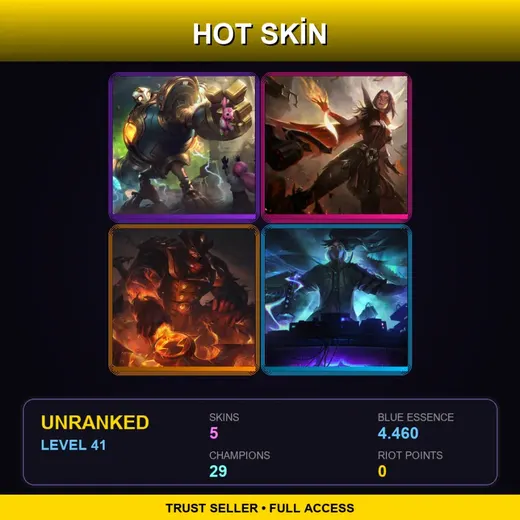 EUNE | Victorious Blitzcrank | High Noon Irelia | High Noon Darius | True Damage Yasuo | 5 Skin | 29 Champ | Lv41 — Slay Belle Katarina