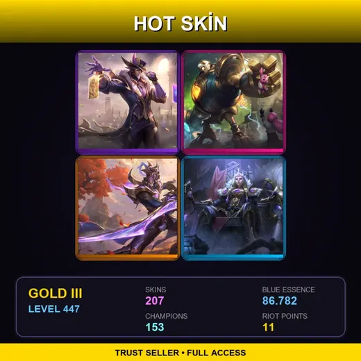 SG | Victorious Twisted Fate | Victorious Blitzcrank | Victorious Master Yi | Victorious Sejuani | 207 Skin | 153 Champ | Gold III | Lv447