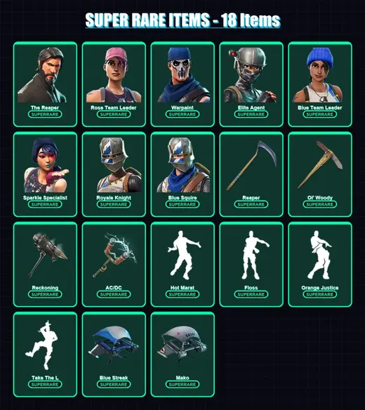 [PS4/PS5/XBOX/PC] | The Reaper | Rose Team Leader | Warpaint | Elite Agent | Blue Team Leader | 64 skin | 45 pickaxe | 56 emote | 50 glider | Lv674