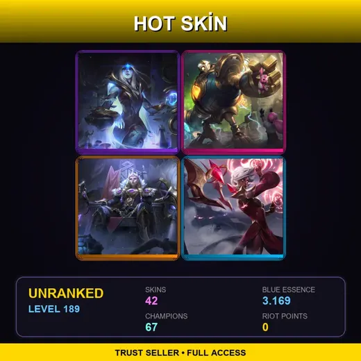 LAN | Victorious Blitzcrank | Victorious Sejuani | Conqueror Karma | Blood Moon Katarina | 42 Skin | 67 Champ | Lv189