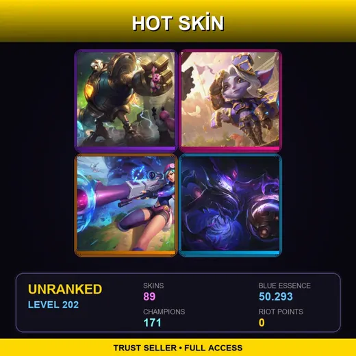 VN | Victorious Blitzcrank | Hextech Tristana | Spirit Blossom Teemo | PROJECT: Yi | 89 Skin | 171 Champ | Lv202 — Hextech Tristana
