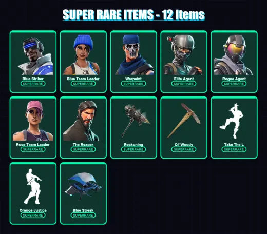 [PS4/PS5/XBOX/PC] | Blue Striker | Blue Team Leader | Warpaint | Elite Agent | Rogue Agent | 46 skin | 56 pickaxe | 43 emote | 50 glider | Lv649
