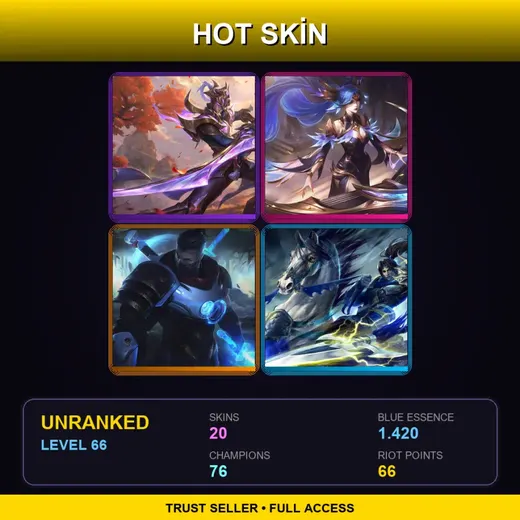 VN | Victorious Master Yi | Victorious Sona | Pulsefire Shen | Warring Kingdoms Xin Zhao | 20 Skin | 76 Champ | Lv66
