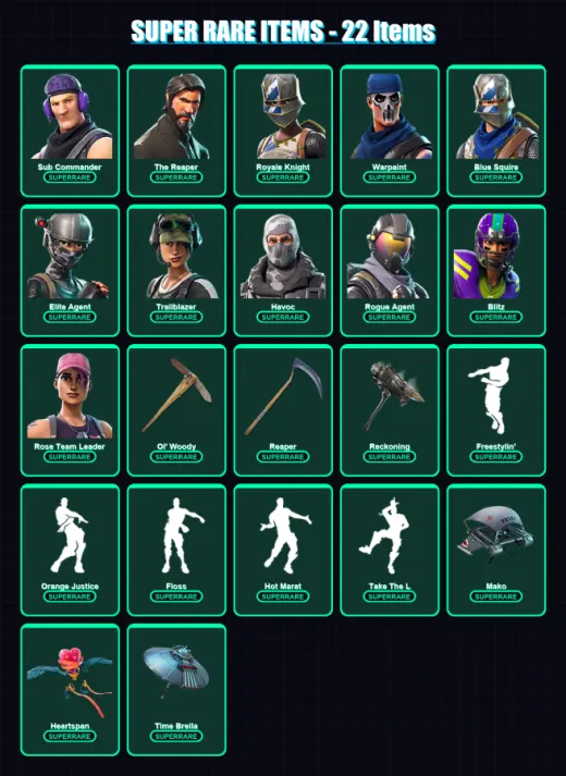 [PC/PSN] | Sub Commander | The Reaper | Royale Knight | Warpaint | Blue Squire | 90 skin | 70 pickaxe | 88 emote | 78 glider | Lv1121
