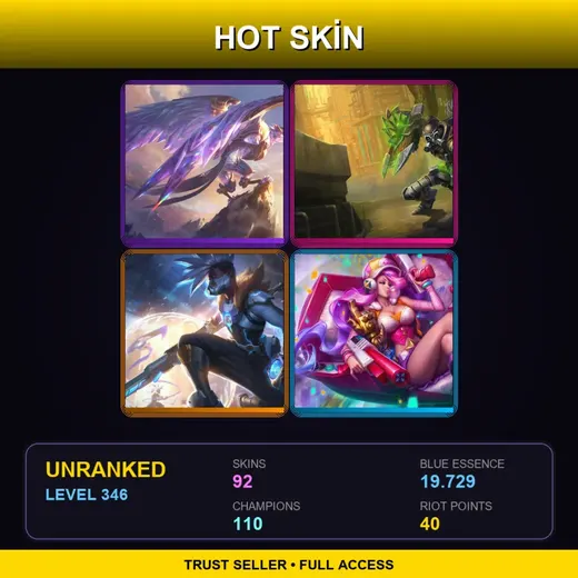 BR | Victorious Anivia | Hextech Singed | Battle Academia Garen | Cosmic Devourer Vladimir | 92 Skin | 110 Champ | Lv346