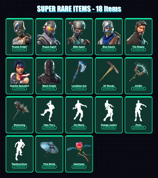 [PC/PSN] | Royale Knight | Rogue Agent | Elite Agent | Blue Squire | The Reaper | 96 skin | 78 pickaxe | 98 emote | 94 glider | Lv1359