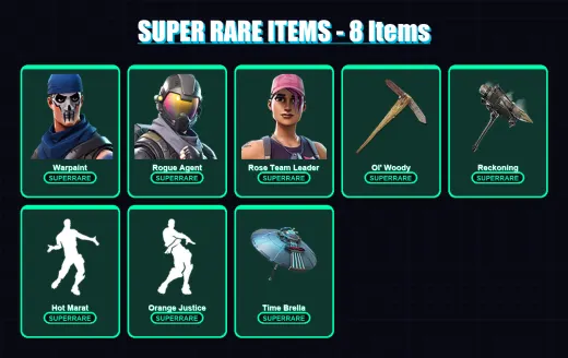 [PC] | Warpaint | Rogue Agent | Rose Team Leader | Catalyst | Dire | 153 skin | 129 pickaxe | 116 emote | 119 glider | Lv1601