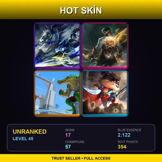 EUNE | Warring Kingdoms Xin Zhao | Dragon Fist Lee Sin | Pool Party Renekton | Super Teemo | 17 Skin | 57 Champ | Lv45