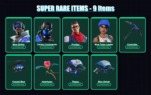 [PS4/PS5/XBOX/PC] | Blue Striker | Carbon Commando | Prodigy | Blue Team Leader | Hybrid | 7 skin | 4 pickaxe | 6 emote | 10 glider | Lv62