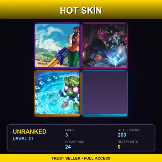 TR | Pool Party Graves | Arcanist Shaco | Vancouver Amumu | 3 Skin | 24 Champ | Lv31