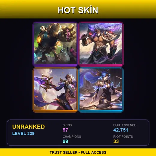 LAS | Victorious Blitzcrank | Victorious Tryndamere | Victorious Fiora | Victorious Sona | 97 Skin | 99 Champ | Lv239