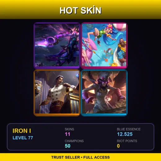 EUW | Dark Cosmic Diana | Pool Party Gangplank | Arcane Inventor Jayce | Sinful Succulence Morgana | 11 Skin | 50 Champ | Iron I | Lv77