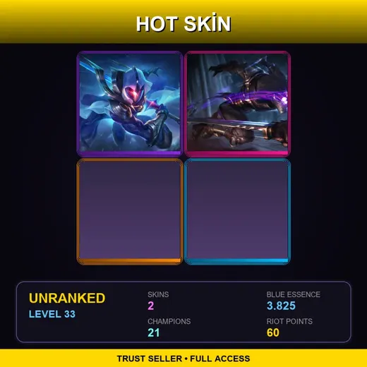 TR | Cosmic Blade Master Yi | Assassin Master Yi | 2 Skin | 21 Champ | Lv33