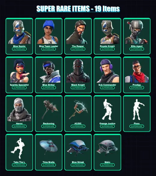 [PC/XBOX] | Blue Squire | Blue Team Leader | The Reaper | Royale Knight | Elite Agent | 72 skin | 61 pickaxe | 63 emote | 75 glider | Lv890