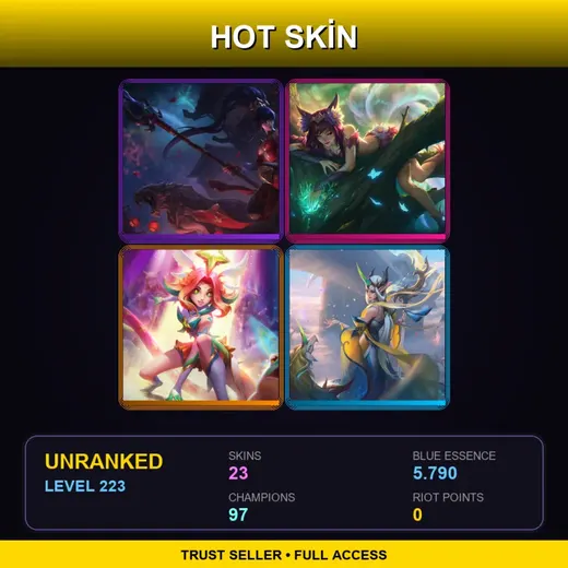 LAN | Elderwood Ahri | Star Guardian Neeko | Immortal Journey Soraka | Warring Kingdoms Nidalee | 23 Skin | 97 Champ | Lv223