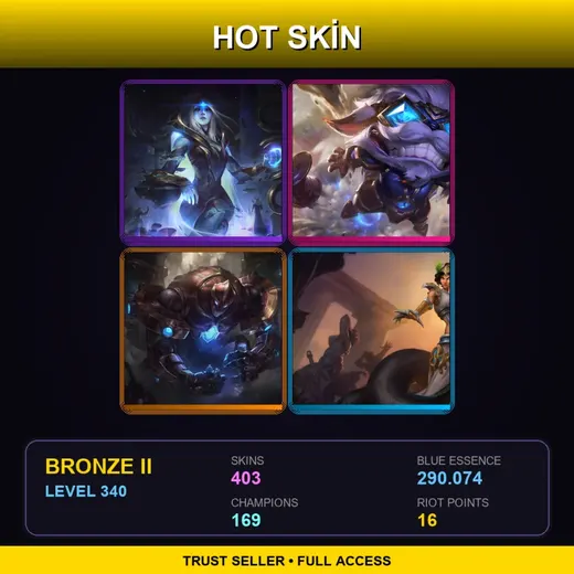 EUW | Cosmic Queen Ashe | Hextech Ziggs | Hextech Galio | Mythic Cassiopeia | 403 Skin | 169 Champ | Bronze II | Lv340 — Moo Cow Alistar