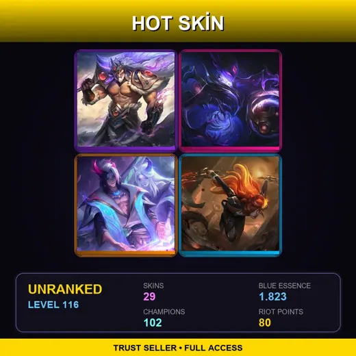 RU | Victorious Tryndamere | Dark Star Orianna | Spirit Blossom Aphelios | High Noon Katarina | 29 Skin | 102 Champ | Lv116