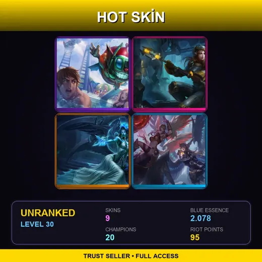 OCE | Pool Party Ziggs | Steel Legion Lux | Ghost Bride Morgana | Battleborn Kayle | 9 Skin | 20 Champ | Lv30 — Battleborn Kayle