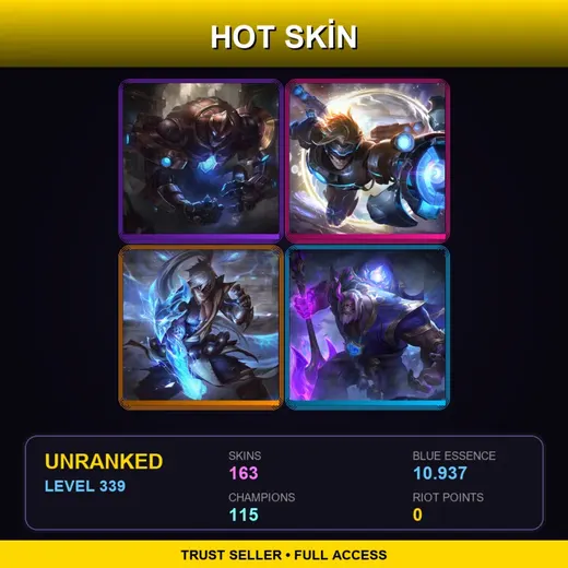 LAN | Hextech Galio | Spirit Blossom Yorick | Blood Moon Twisted Fate | High Noon Yone | 163 Skin | 115 Champ | Lv339