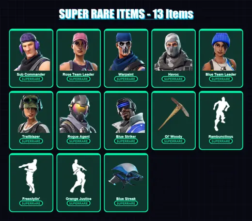 [PC/XBOX/PSN] | Sub Commander | Rose Team Leader | Warpaint | Havoc | Blue Team Leader | 18 skin | 20 pickaxe | 16 emote | 23 glider | Lv232