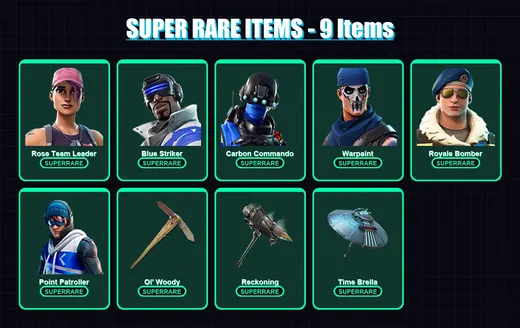 [PC/XBOX] | Rose Team Leader | Blue Striker | Carbon Commando | Warpaint | Royale Bomber | 33 skin | 24 pickaxe | 29 emote | 32 glider | Lv335