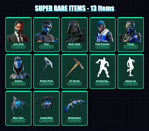 [PS4/PS5/XBOX/PC] | John Wick | Fixer | Darth Vader | Point Patroller | Trilogy | 284 skin | 350 pickaxe | 263 emote | 258 glider | Lv4618