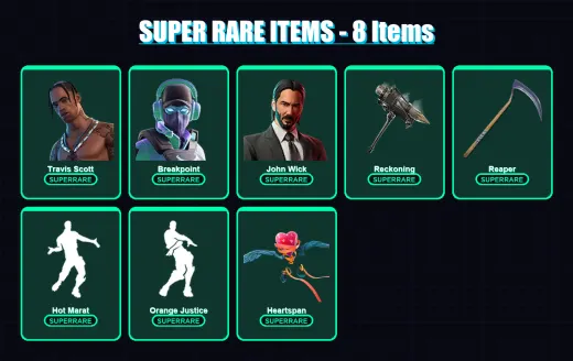 [PC/XBOX] | Travis Scott | Breakpoint | John Wick | Hybrid | Calamity | 138 skin | 126 pickaxe | 96 emote | 126 glider | Lv1566