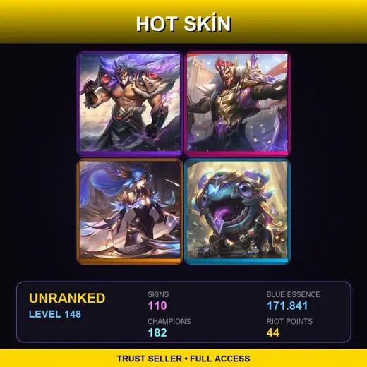 VN | Victorious Tryndamere | Victorious Draven | Victorious Sona | Victorious Kog'Maw | 110 Skin | 182 Champ | Lv148 — Dark Waters Vladimir