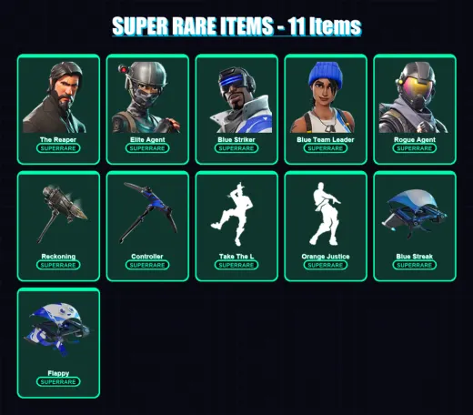 [PC/XBOX/PSN] | The Reaper | Elite Agent | Blue Striker | Blue Team Leader | Rogue Agent | 51 skin | 56 pickaxe | 53 emote | 52 glider | Lv642