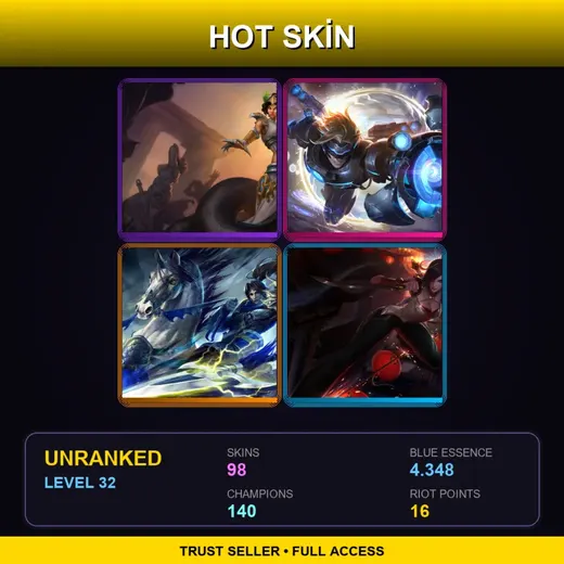 LAS | Mythic Cassiopeia | Pulsefire Ezreal | Blood Moon Akali | PROJECT: Fiora | 98 Skin | 140 Champ | Lv32 — LoL account