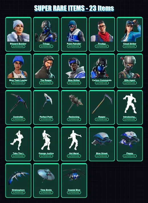 [PS4/PS5/XBOX/PC] | Blizzard Bomber | Trilogy | Point Patroller | Prodigy | Cloud Striker | 192 skin | 252 pickaxe | 187 emote | 199 glider | Lv3008 — Game account